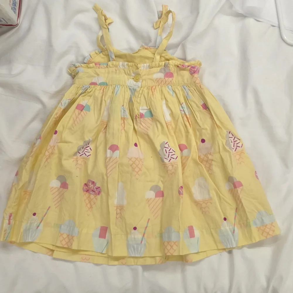 GAP Baby Ice Cream Print Dress Yellow 18-24M Summer Sundress Toddler Cotton